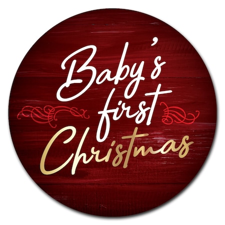 Babys First Christmas Circle Corrugated Plastic Sign